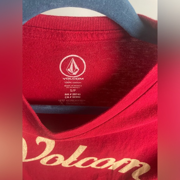 SOLD Volcom Red Tee. Small. Summer Style. Only One Left!!!! - Picture 2 of 3